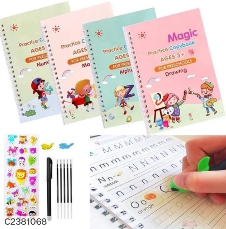 Sank Magic Practice Copybook 4 for Kids - The Print Handwiriting Workbook-Reusable Writing Practice Book (Multi Magic Practice Book) Pack of 2